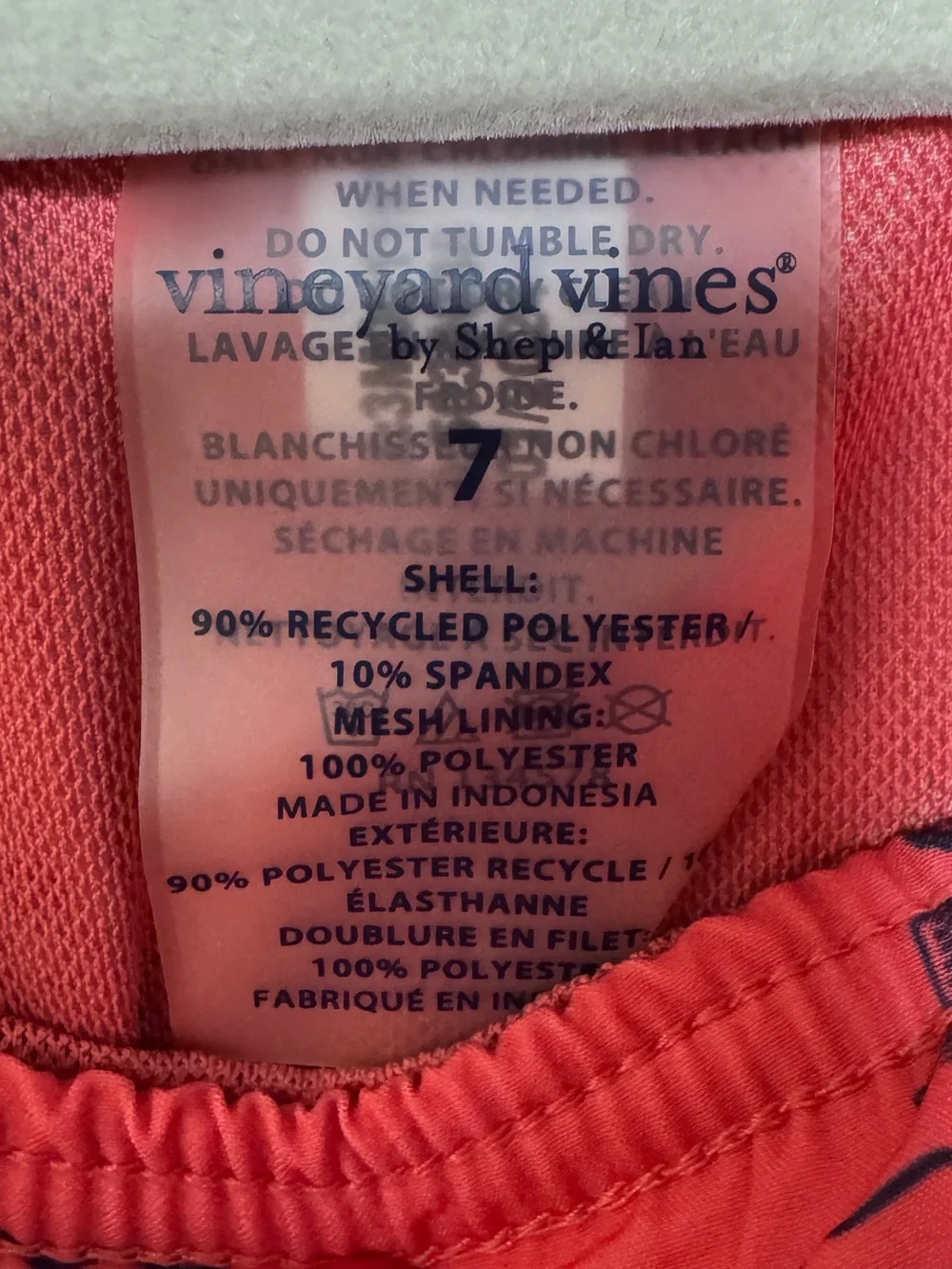 Vineyard Vines Boys Size 7 Coral Nautical Swim Trunks Mesh Lined